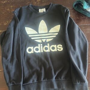 Adidas Black Crewneck Sweater with Trefoil Logo